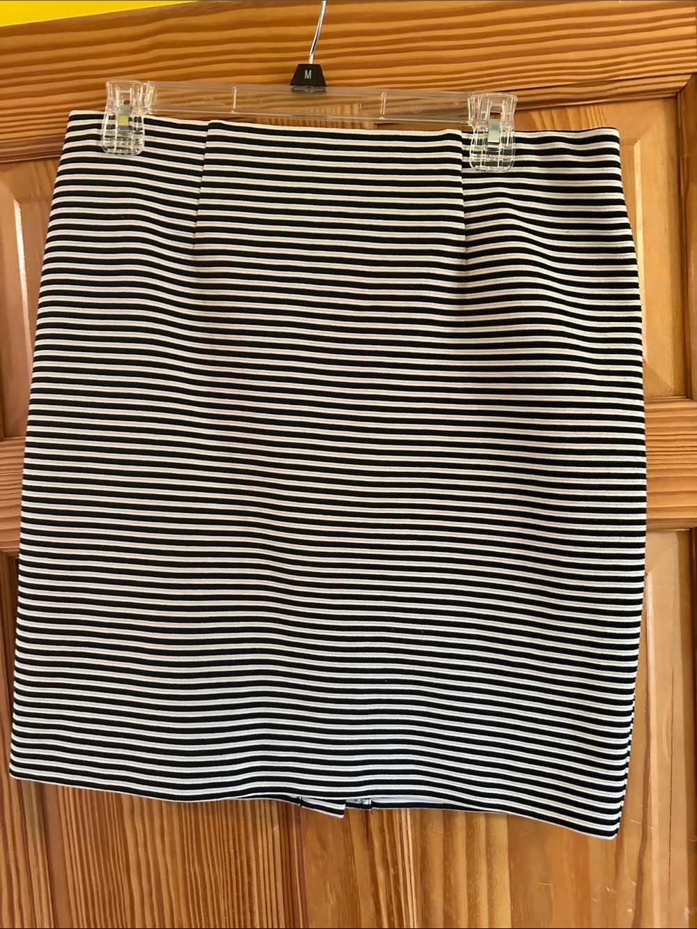 J. Jill Black and Cream/White Striped Women's Pencil Skirt Small S